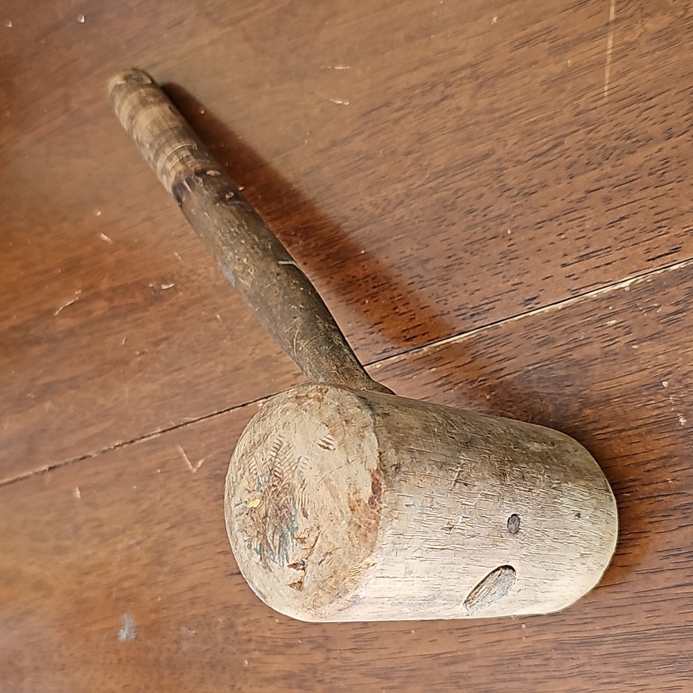 Antique Wooden Mallet Hand Forged Hammer masons tool woodworking